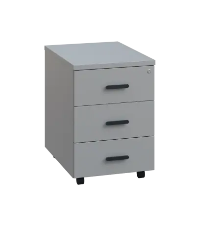 LKC 2 - 00 kontejner pojízdný, 3-zásuvkový, deska 25 mm, centrální zámek, šedá